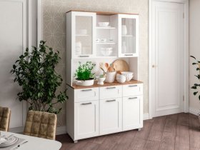 Буфет Катерини (дуб бельмунд/белое дерево) в Игарке - igarka.mebel-nsk.ru | фото