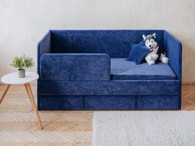 Диван-кровать Happy (синий) в Игарке - igarka.mebel-nsk.ru | фото