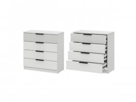 Комод 4 ящика (ЛДСП/МДФ) Эккервуд (белый) в Игарке - igarka.mebel-nsk.ru | фото