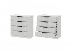 Комод 4 ящика (МДФ) Эккервуд (белый) в Игарке - igarka.mebel-nsk.ru | фото