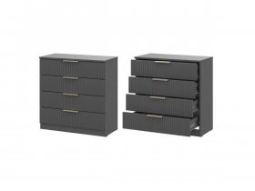 Комод 4 ящика (МДФ) Эккервуд (графит) в Игарке - igarka.mebel-nsk.ru | фото