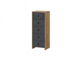 Комод 5ящ. Байкал (дуб крафт золотой/графит) в Игарке - igarka.mebel-nsk.ru | фото