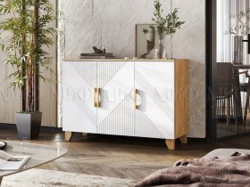 Комод Ирис (дуб крафт/браш вайт) в Игарке - igarka.mebel-nsk.ru | фото
