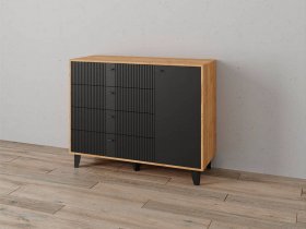 Комод «Катрин-13» ( дуб крафт золотой/карбон вулкан) в Игарке - igarka.mebel-nsk.ru | фото