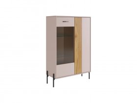 Комод со стеклом Доминика (кашемир/дуб крафт золотой) в Игарке - igarka.mebel-nsk.ru | фото