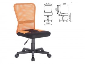 Кресло компактное BRABIX Smart MG-313, без подлокотников, комбинированное, черное/оранжевое в Игарке - igarka.mebel-nsk.ru | фото