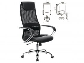 Кресло офисное BRABIX PREMIUM Stalker EX-608 CH, хром, ткань-сетка/кожзам, черное в Игарке - igarka.mebel-nsk.ru | фото