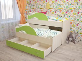 Кровать детская двухуровневая Радуга 80*160 в Игарке - igarka.mebel-nsk.ru | фото