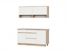 Кухонный гарнитур 1,6м Брауни (дуб делано/белый) в Игарке - igarka.mebel-nsk.ru | фото