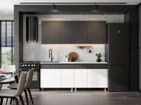 Кухонный гарнитур София (2,0м) (бланж/графит матовый) в Игарке - igarka.mebel-nsk.ru | фото