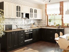 Модульная кухня Классика-1 (дуб выбеленный/венге) в Игарке - igarka.mebel-nsk.ru | фото
