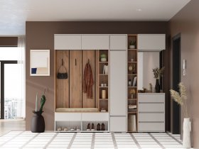 Модульная прихожая 2,4 м Прага (кашемир) в Игарке - igarka.mebel-nsk.ru | фото