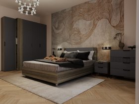 Модульная спальня Борнео (джара темная/хангва) в Игарке - igarka.mebel-nsk.ru | фото