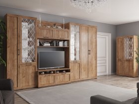 Модульная стенка София (дуб крафт табачный) в Игарке - igarka.mebel-nsk.ru | фото