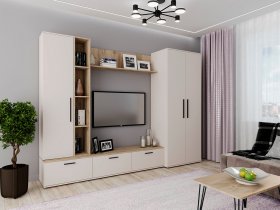 Модульная стенка Верона (сатин/дуб крафт серый) в Игарке - igarka.mebel-nsk.ru | фото
