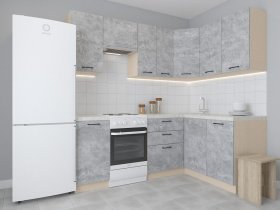 Модульная угловая кухня 1,4м*2,1м Лада (цемент) в Игарке - igarka.mebel-nsk.ru | фото