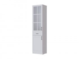 Пенал-витрина Апполия гостиная (белый/белый дуб) в Игарке - igarka.mebel-nsk.ru | фото