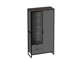 Шкаф 2 дв 2 ящ Нора (металл бруклин/графит) (гостиная) в Игарке - igarka.mebel-nsk.ru | фото