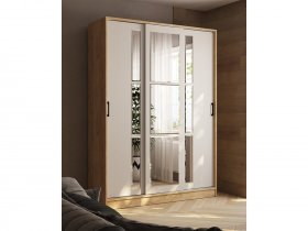 Шкаф-купе 1,6м «Стиль-2» (дуб крафт золотой/кашемир) в Игарке - igarka.mebel-nsk.ru | фото
