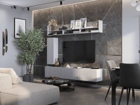 Стенка 2000 Квинта (белый лофт/софт айс/белый) в Игарке - igarka.mebel-nsk.ru | фото