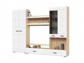 Стенка ГС-01 Либерти (дуб сонома/белый глянец) в Игарке - igarka.mebel-nsk.ru | фото