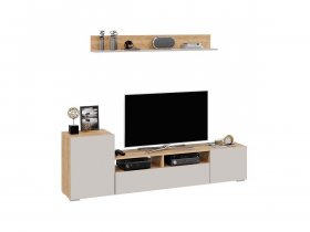 Стенка «Сильвия» (дуб крафт золотой/кашемир) в Игарке - igarka.mebel-nsk.ru | фото