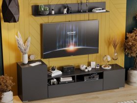 Стенка «Сильвия» (графит серый) в Игарке - igarka.mebel-nsk.ru | фото