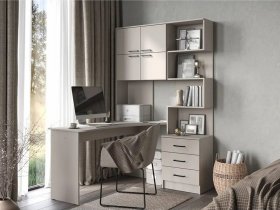 Стол компьютерный №1 Брауни левый (кашемир) в Игарке - igarka.mebel-nsk.ru | фото