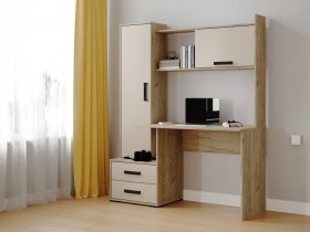 Стол письменный «Квартет-9» (дуб крафт серый/кашемир) в Игарке - igarka.mebel-nsk.ru | фото