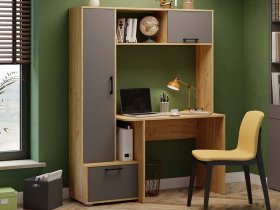 Стол письменный тип 15 (дуб крафт золотой/графит серый) в Игарке - igarka.mebel-nsk.ru | фото