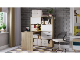 Стол письменный тип 7 (дуб сонома/белый ясень) в Игарке - igarka.mebel-nsk.ru | фото