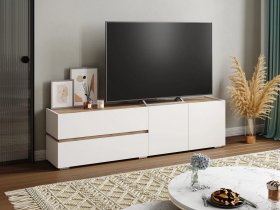 Тумба под ТВ Аркон (белый/дуб вотан) в Игарке - igarka.mebel-nsk.ru | фото
