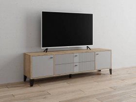 Тумба под ТВ Парус-10 (дуб крафт серый/серый) в Игарке - igarka.mebel-nsk.ru | фото