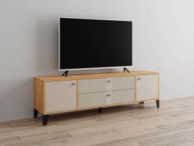 Тумба под ТВ Парус-10 (дуб крафт золотой/сантьяго софт) в Игарке - igarka.mebel-nsk.ru | фото