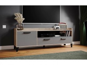 Тумба под ТВ Парус-8 (дуб крафт серый/графит серый) в Игарке - igarka.mebel-nsk.ru | фото
