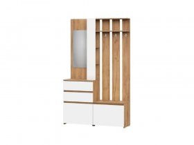 Вешалка с зеркалом Некст-1 (дуб золотой/белый шагрень) в Игарке - igarka.mebel-nsk.ru | фото